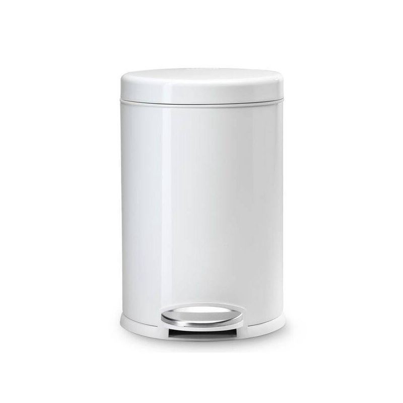 slide 1 of 4, simplehuman 4.5L Round Step Trash Can Steel White, 1 ct