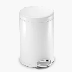 simplehuman 4.5L Bathroom Step Trash Can with Silent Close Lid White Round Wastebasket