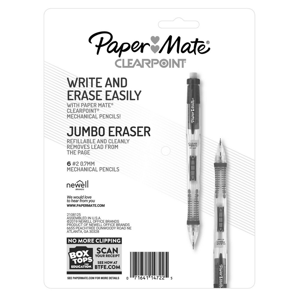 slide 5 of 5, Paper Mate Clear Point #2 Mechanical Pencils 0.7mm Multicolored, 6 ct