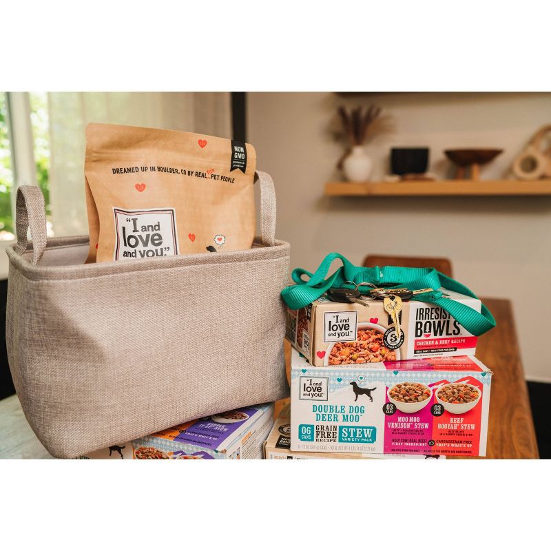 slide 3 of 7, I and Love and You Multipack Beef Booyah Stew & Moo Moo Venison Stew Wet Dog Food - 78oz/6pk, 78 oz, 6 ct