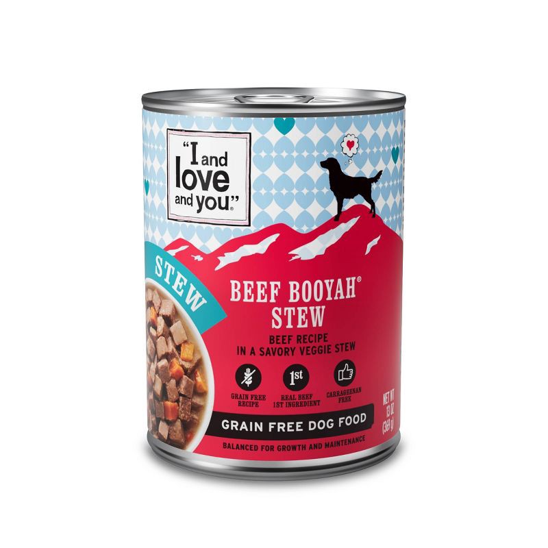 slide 5 of 7, I and Love and You Multipack Beef Booyah Stew & Moo Moo Venison Stew Wet Dog Food - 78oz/6pk, 78 oz, 6 ct