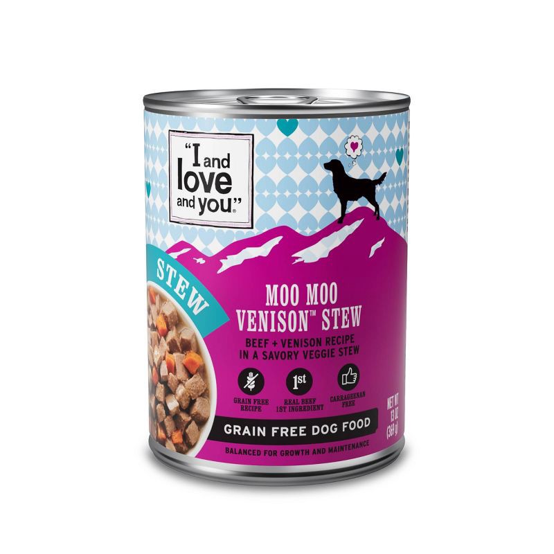 slide 6 of 7, I and Love and You Multipack Beef Booyah Stew & Moo Moo Venison Stew Wet Dog Food - 78oz/6pk, 78 oz, 6 ct