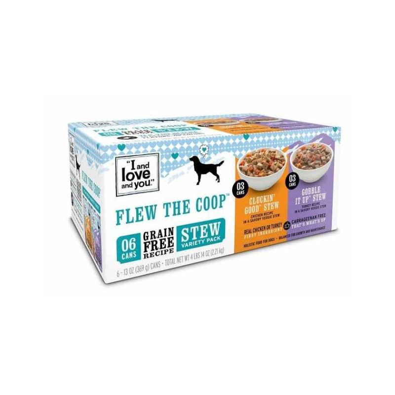 slide 2 of 4, I and Love and You Multipack (Cluckin' Good Stew & Gobble it Up Stew) Chicken/Turkey Wet Dog Food - 13oz/6pk, 6 ct; 13 oz
