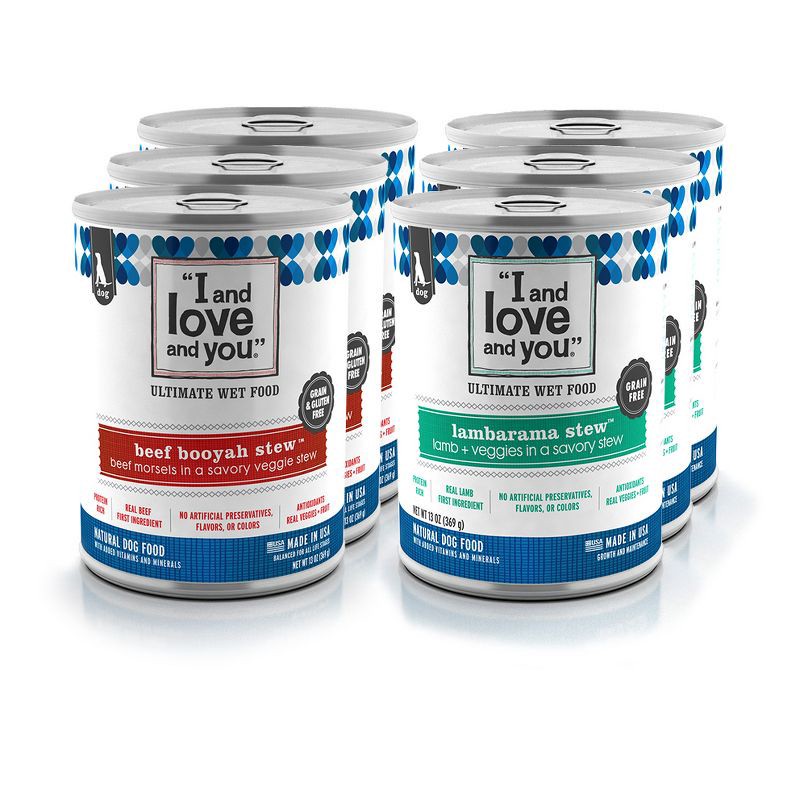 slide 1 of 3, I and Love and You Multipack (Beef Booyah Stew & Lambarama Stew) Beef/Lamb Wet Dog Food - 13oz/6pk, 6 ct; 13 oz