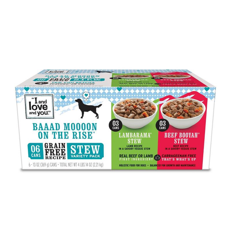 slide 1 of 3, I and Love and You Multipack (Beef Booyah Stew & Lambarama Stew) Beef/Lamb Wet Dog Food - 13oz/6pk, 6 ct; 13 oz