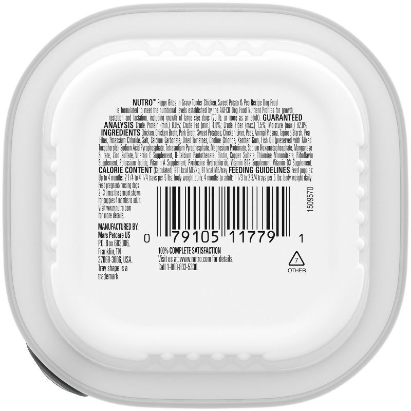 slide 2 of 11, Nutro Grain Free Bites In Gravy Puppy Wet Dog Food Tender Chicken, Sweet Potato & Pea Recipe - 3.5oz, 3.5 oz