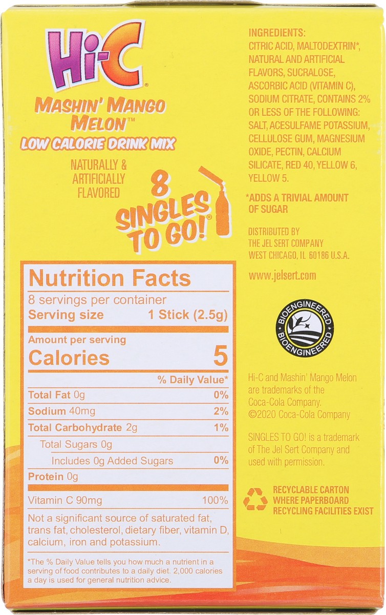 slide 12 of 13, Hi-C Low Calorie 8 Singles To Go Mashin' Mango Melon Drink Mix - 8 ct, 8 ct