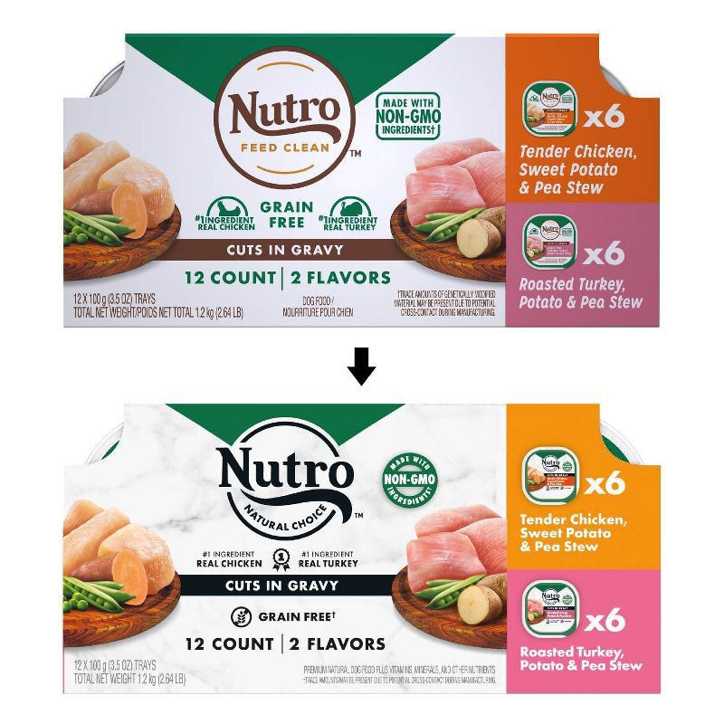 slide 3 of 11, Nutro Grain Free Cuts In Gravy Adult Wet Dog Food Tender Chicken & Roasted Turkey - 3.5oz/12ct Variety Pack, 12 ct; 3.5 oz