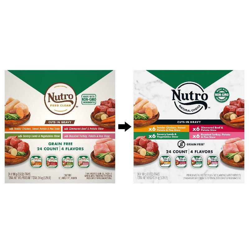 slide 3 of 11, Nutro Natural Grain-Free Beef, Lamb, Chicken, Turkey Adult Wet Dog Food - 3.5oz/24ct, 3.5 oz, 24 ct