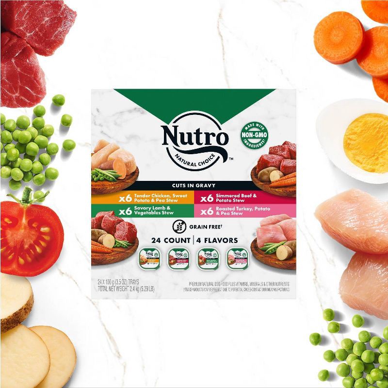 slide 4 of 11, Nutro Natural Grain-Free Beef, Lamb, Chicken, Turkey Adult Wet Dog Food - 3.5oz/24ct, 3.5 oz, 24 ct