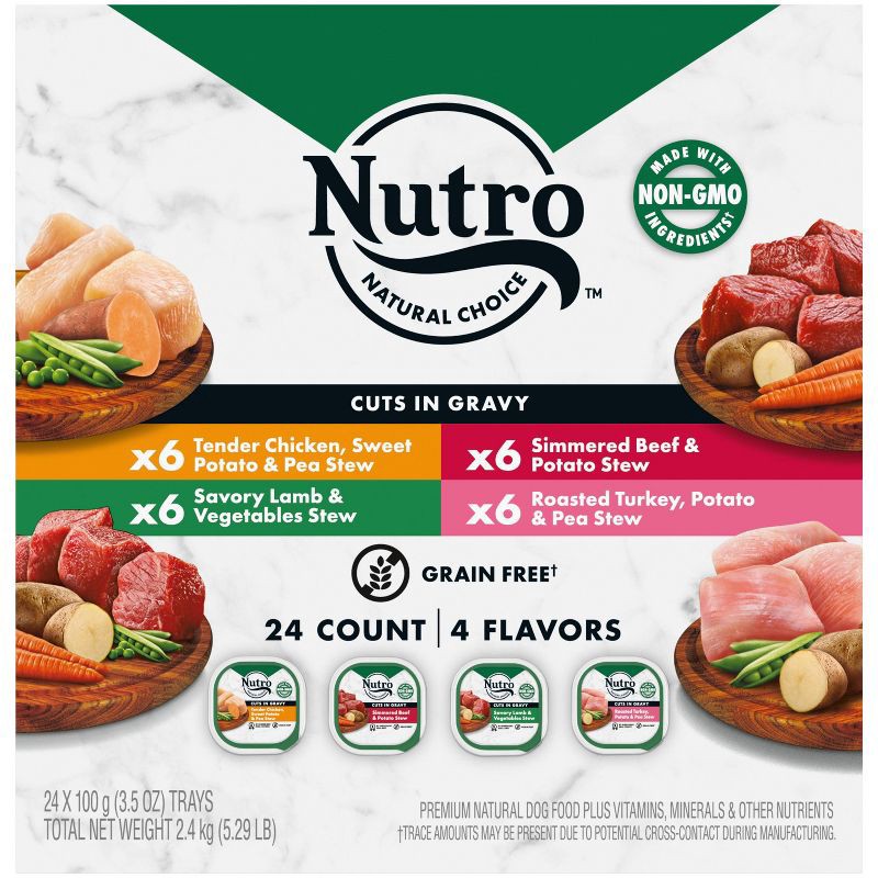 slide 1 of 11, Nutro Natural Grain-Free Beef, Lamb, Chicken, Turkey Adult Wet Dog Food - 3.5oz/24ct, 3.5 oz, 24 ct