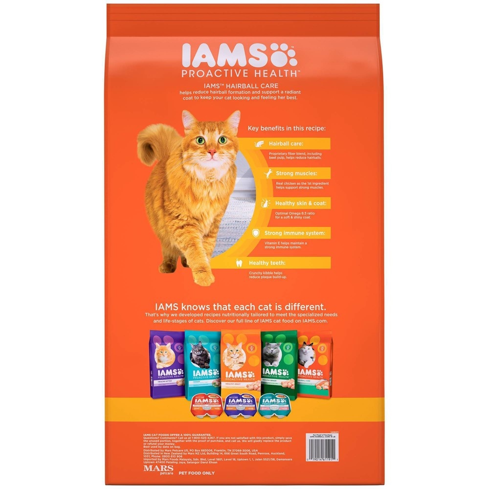 slide 4 of 5, Iams Proactive Health Hairball Care with Chicken & Salmon Adult Premium Dry Cat Food - 16lbs, 16 lb