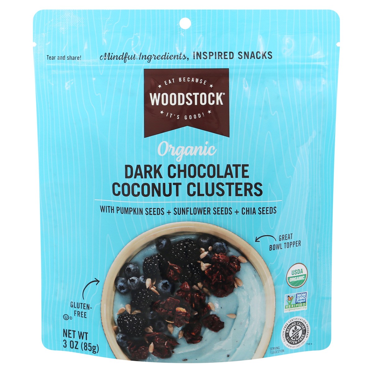 slide 1 of 12, Woodstock Organic Dark Chocolate Coconut Clusters 3 oz, 3 oz
