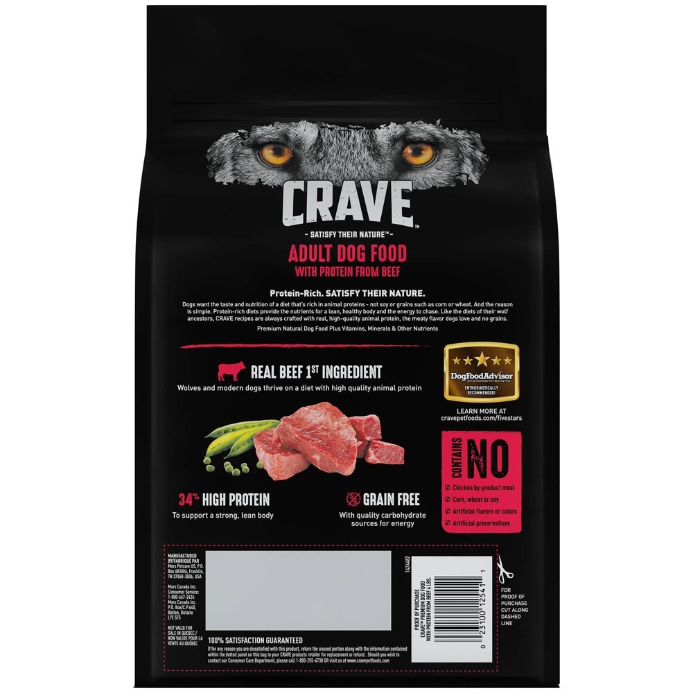 slide 3 of 4, Crave Grain Free High Protein with Protein From Beef Adult Premium Dry Dog Food - 4lbs, 4 lb