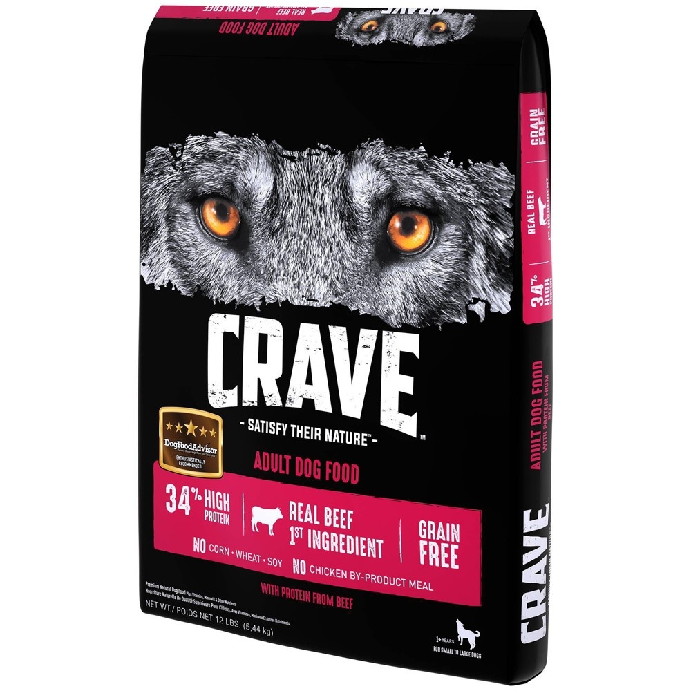 slide 4 of 5, Crave Grain Free High Protein with Protein From Beef Adult Premium Dry Dog Food - 12lbs, 12 lb