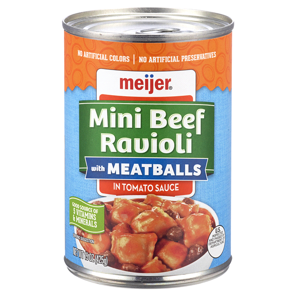 slide 1 of 1, MEIJER BEEF MINI RAVIOLI, 15 oz