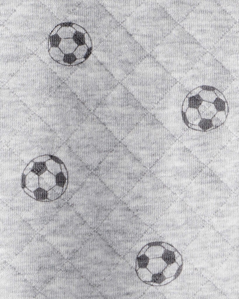 slide 2 of 2, Carters Baby Boy Soccer Quilted Long-Sleeve Hooded Jumpsuit - Black Grey 3M, 1 ct