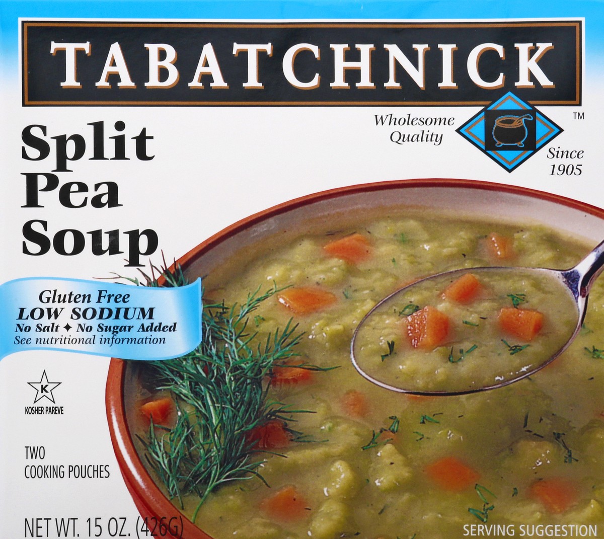 slide 1 of 13, Tabatchnick Low Sodium Split Pea Soup, 15 oz