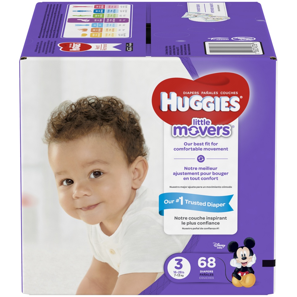 slide 1 of 1, Huggies Little Movers Box Diapers - Size 3, 68 ct