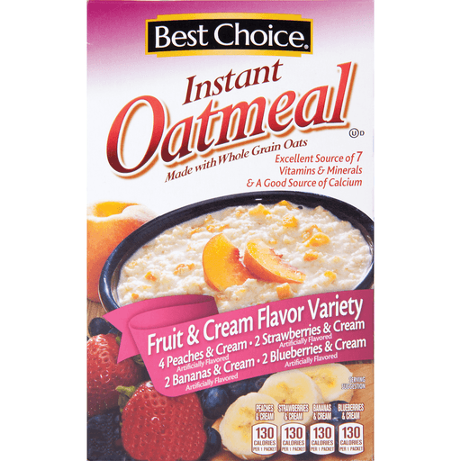 slide 1 of 1, Best Choice Instant Oatmeal Fruit & Cream Variety Pack, 10 ct