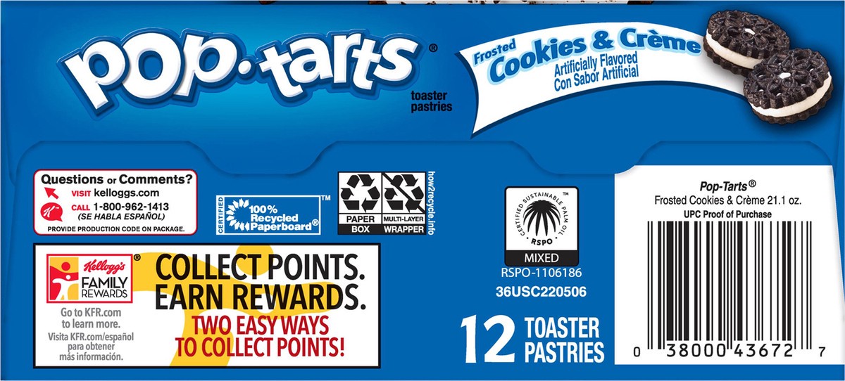 slide 7 of 10, Pop-Tarts Kellogg's Pop-Tarts Frosted Cookies & Creme Pastries, 12 ct