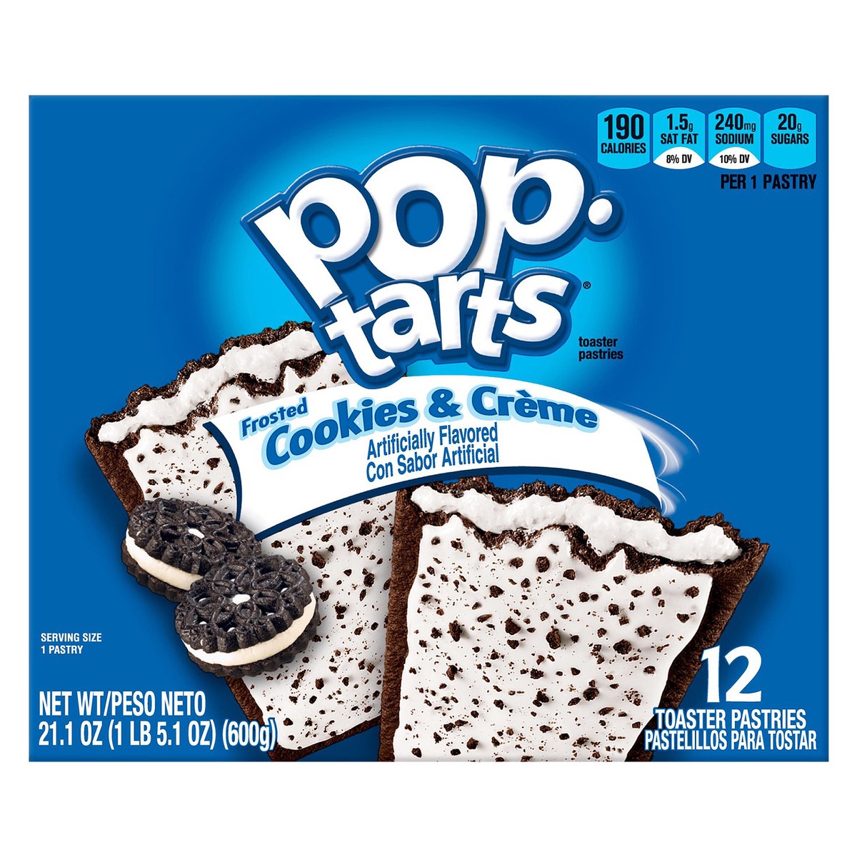 slide 1 of 10, Pop-Tarts Kellogg's Pop-Tarts Frosted Cookies & Creme Pastries, 12 ct