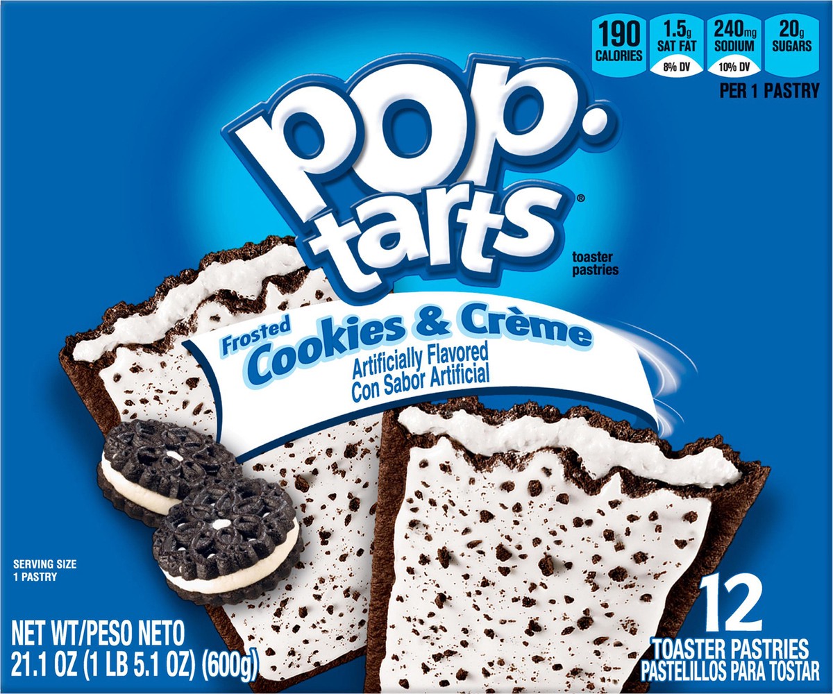 slide 8 of 10, Pop-Tarts Kellogg's Pop-Tarts Frosted Cookies & Creme Pastries, 12 ct