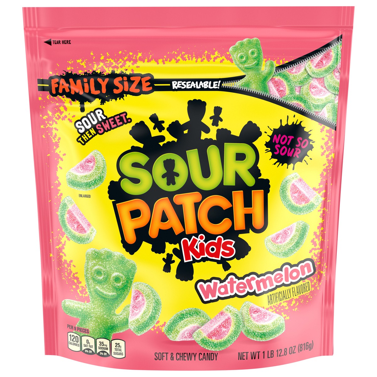 slide 1 of 9, Sour Patch Kids Sour Patch Watermelon Soft & Chewy Candy, 1.8 lb