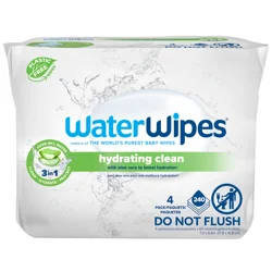 WaterWipes Sensitive+ Hydrating Boost Wipes, 99% Water with Aloe Vera, 240 Count (4 Packs)