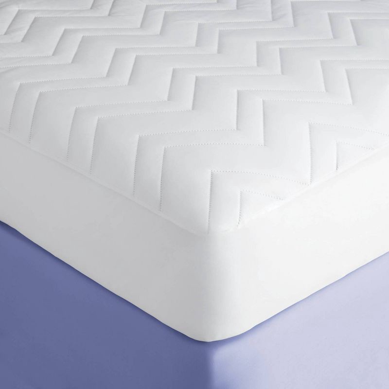 slide 3 of 3, King Machine Washable Quilted Mattress Pad - Room Essentials™: Polyester Microfiber, 180 Thread Count, STANDARD 100 by OEKO-TEX, 1 ct