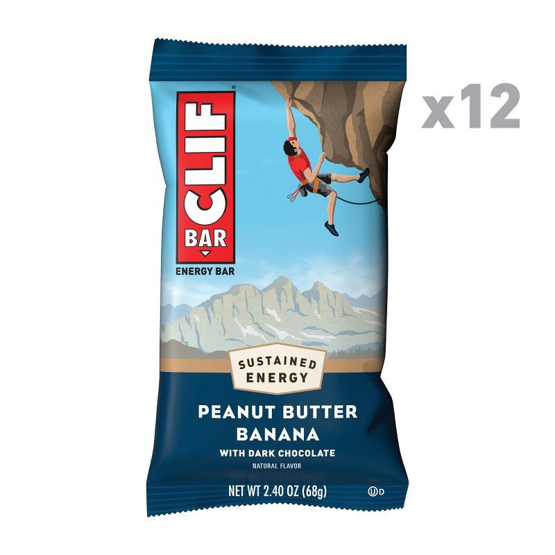 slide 3 of 5, CLIF Bar Peanut Butter Banana with Dark Chocolate Energy Bars - 12ct, 12 ct