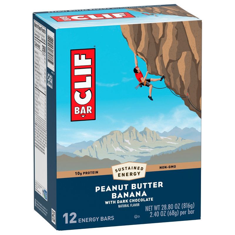 slide 4 of 5, CLIF Bar Peanut Butter Banana with Dark Chocolate Energy Bars - 12ct, 12 ct