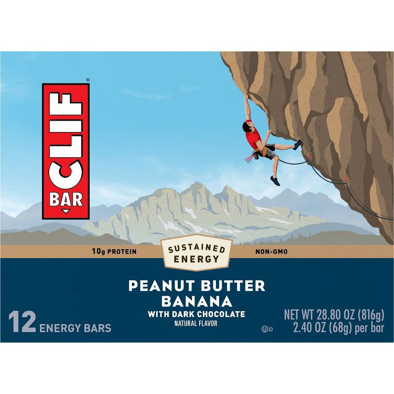 slide 5 of 5, CLIF Bar Peanut Butter Banana with Dark Chocolate Energy Bars - 12ct, 12 ct