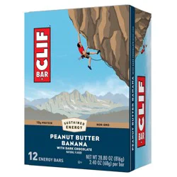 CLIF Bar Peanut Butter Banana with Dark Chocolate Energy Bars - 12ct