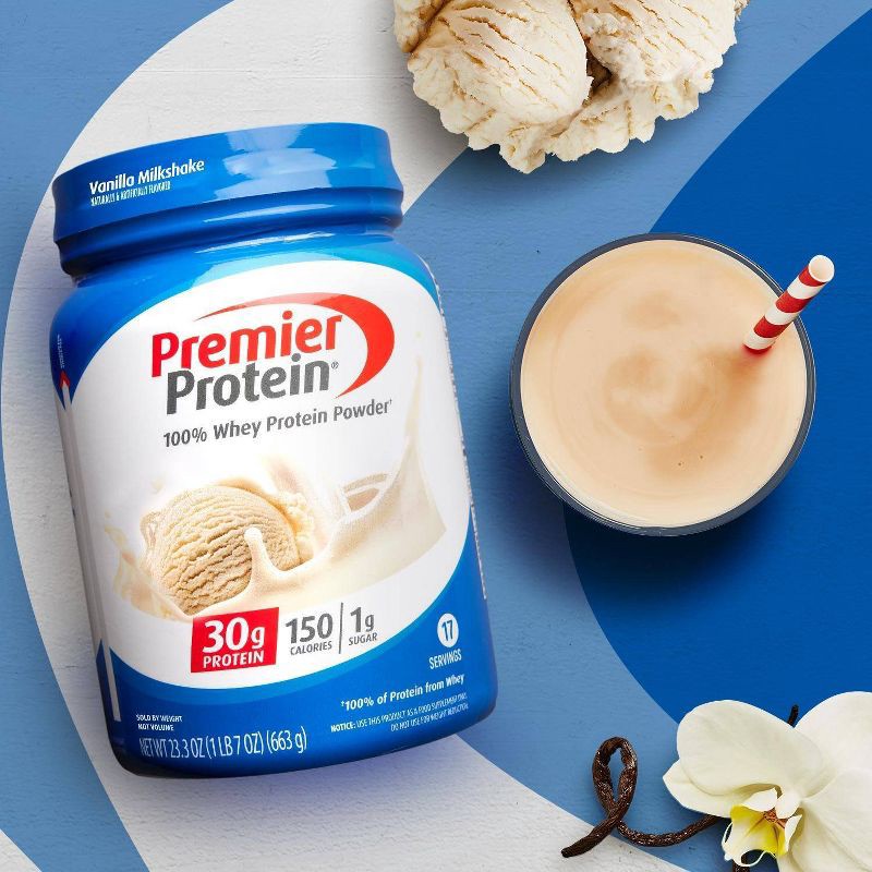 slide 5 of 7, Premier Protein 100% Whey Protein Powder - Vanilla Milkshake - 17 Serve, 1 ct