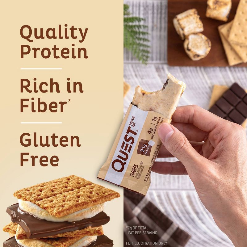 slide 4 of 7, Quest Nutrition 21g Protein Bar - S'mores - 12ct, 21 gram, 12 ct