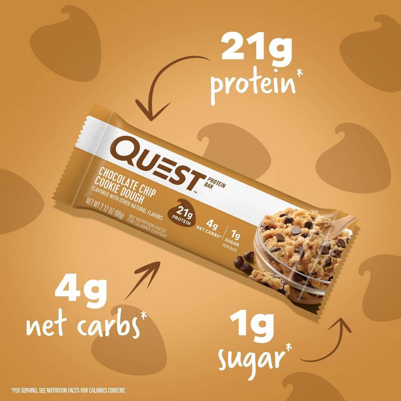 slide 5 of 7, Quest Nutrition Protein Bar - Chocolate Chip Cookie Dough - 12ct, 12 ct
