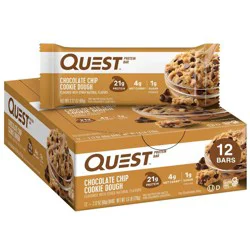 Quest Nutrition Gluten Free Chocolate Chip Cookie Dough Whey Protein Bars - 21g Protein - 12ct