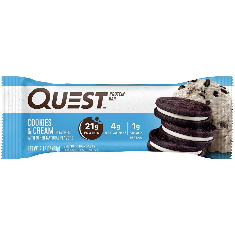 slide 2 of 7, Quest Nutrition Cookies & Cream Whey Protein Bars - 21g Protein - 12ct, 21 gram, 12 ct