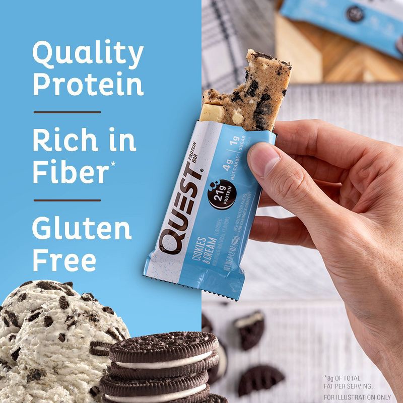 slide 4 of 7, Quest Nutrition 21g Protein Bar - Cookies & Cream - 12ct, 21 gram, 12 ct