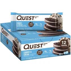 Quest Nutrition Cookies & Cream Whey Protein Bars - 21g Protein - 12ct