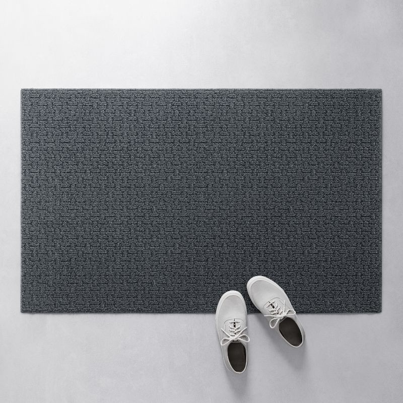 slide 3 of 3, 2'6"x3'10" Washable Solid Machine Tufted Accent Rug Gray - Threshold™: Skid-Resistant Low Pile Indoor Carpet, 1 ct