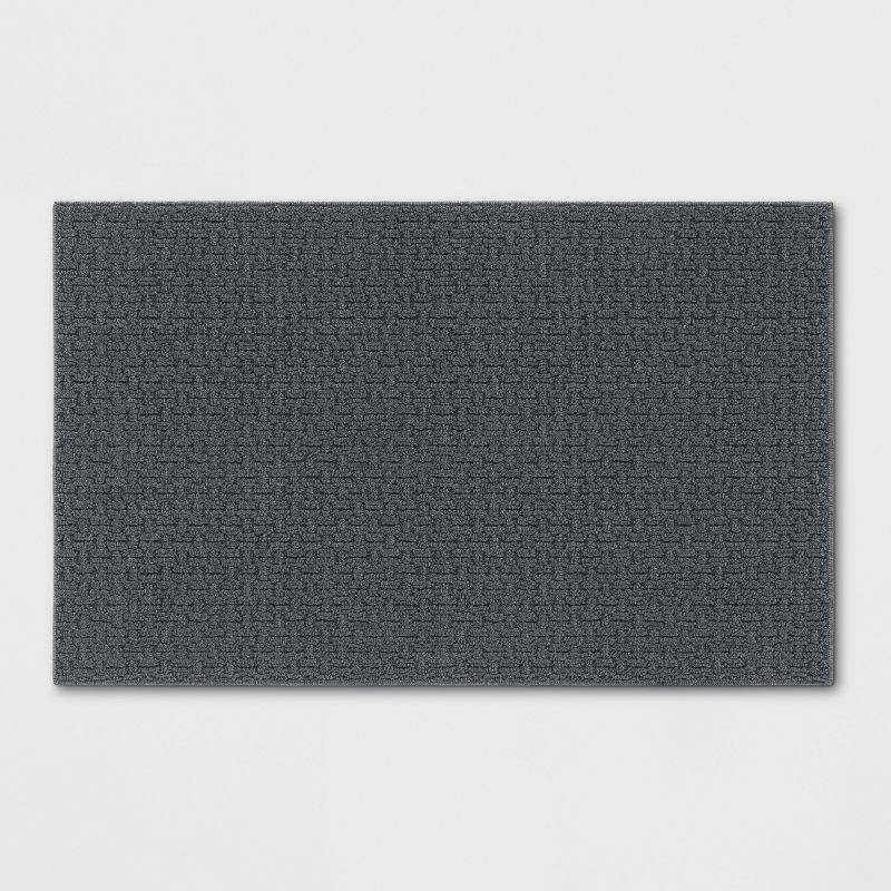 slide 1 of 3, 2'6"x3'10" Washable Solid Machine Tufted Accent Rug Gray - Threshold™: Skid-Resistant Low Pile Indoor Carpet, 1 ct