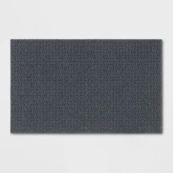 2'6"x3'10" Washable Solid Machine Tufted Accent Rug Gray - Threshold™: Skid-Resistant Low Pile Indoor Carpet
