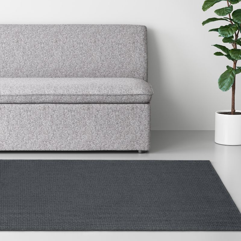 slide 3 of 4, 4'x5'6" Washable Solid Machine Tufted Accent Rug Gray - Threshold™: Skid-Resistant, Low Pile, OEKO-TEX Certified, 1 ct