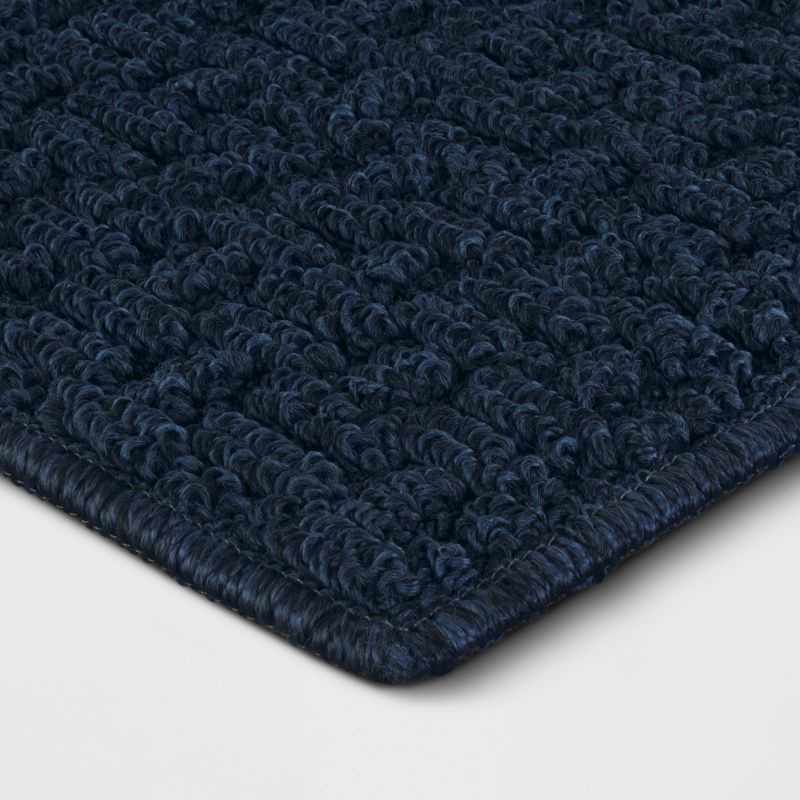 slide 2 of 4, 2'x7' Washable Solid Machine Tufted Runner Rug Blue - Threshold™, 1 ct
