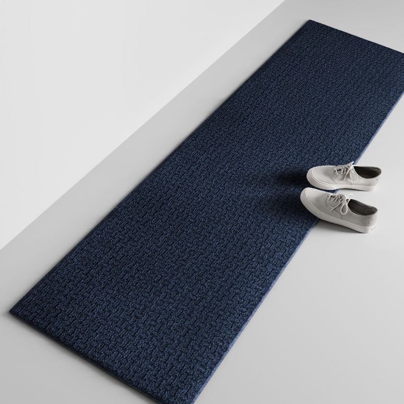 slide 3 of 4, 2'x7' Washable Solid Machine Tufted Runner Rug Blue - Threshold™, 1 ct