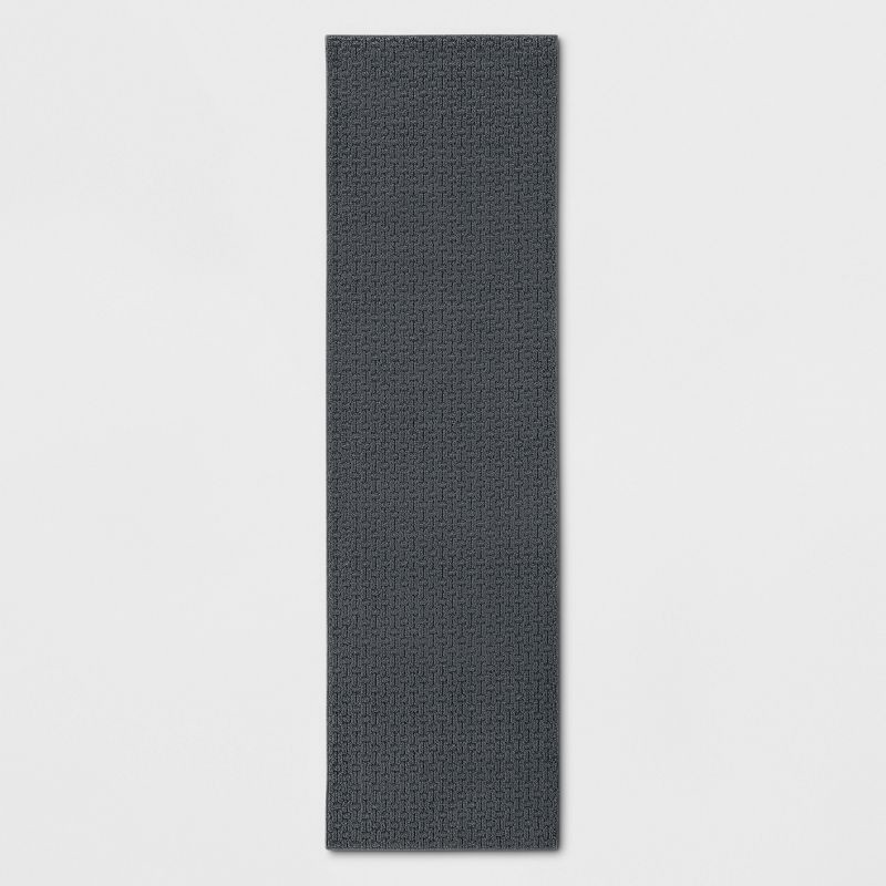 slide 1 of 4, 2'x7' Washable Solid Machine Tufted Runner Rug Gray - Threshold™: Skid-Resistant Indoor Carpet Runner, Low Pile, 1 ct