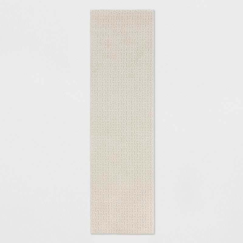 slide 1 of 4, 2'x7' Washable Solid Machine Tufted Runner Rug Tan - Threshold™: Skid-Resistant Indoor Carpet Runner, Low Pile, 1 ct