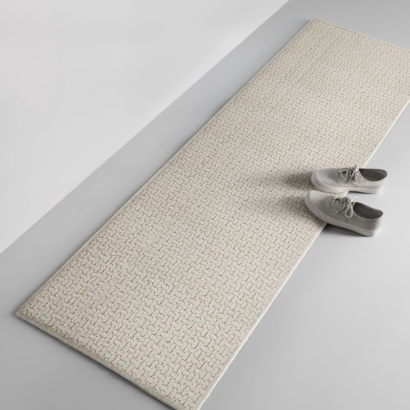 slide 3 of 4, 2'x7' Washable Solid Machine Tufted Runner Rug Tan - Threshold™: Skid-Resistant Indoor Carpet Runner, Low Pile, 1 ct